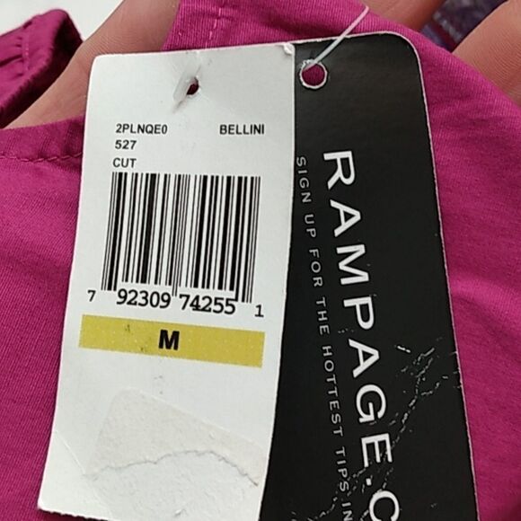 Rampage Women's Magenta Cap Sleeve Ruffled Peplum Blouse Size Medium NWT - Picture 14 of 14